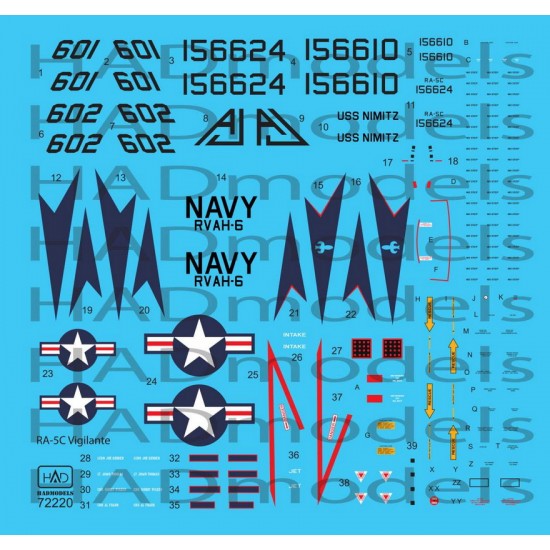Decals for 1/72 RA-5C Vigilante part 3 / USS Nimizt with full stencil