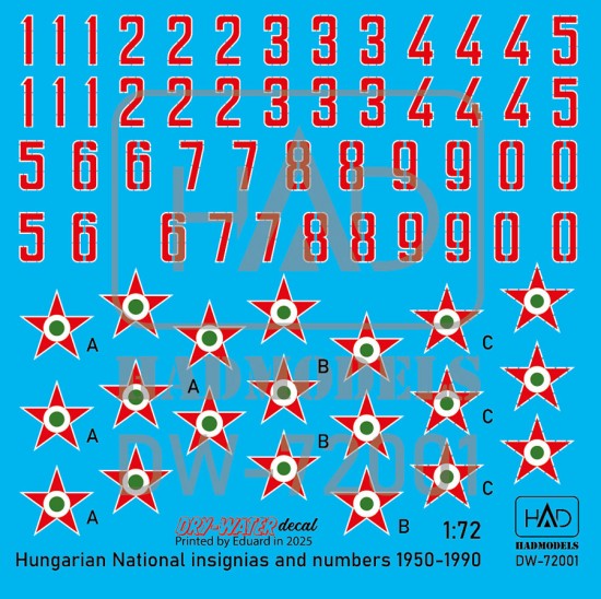 1/72 Hungarian National Insignias and Numbers 1950-1990 Decal sheet