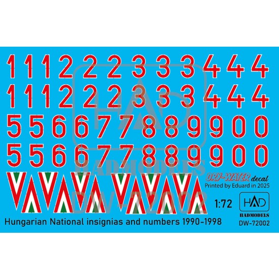 1/72 Hungarian National Insignias and Numbers 1990-1998 Decal sheet