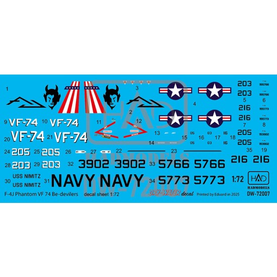 1/72 F-4J Phantom II Be-Devilers Dry-Water Decal sheet