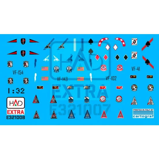 Decal for 1/32 F-14A-D VF-143 VF-213 VF-41 Helmets & Sewing Patches