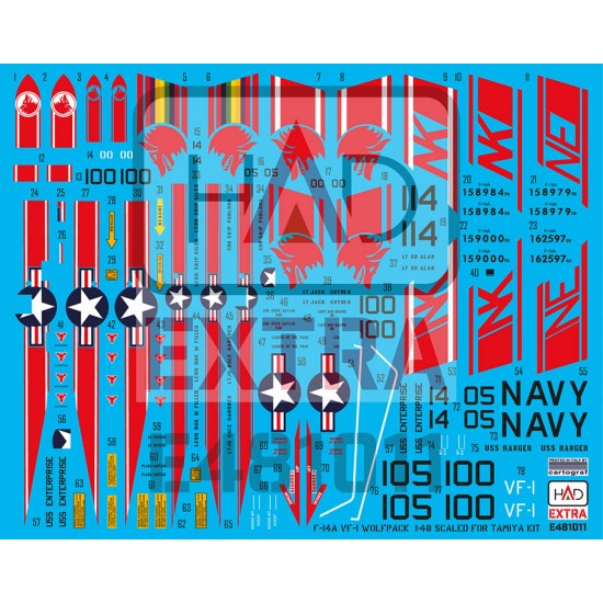 1/48 F-14A VF-1 Wolfpack New Extended Version Decal Sheet