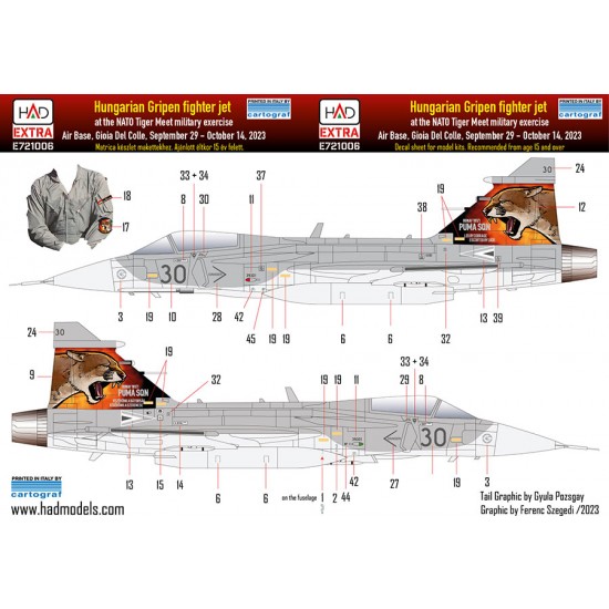 1/72 Jas-39 Gripen Tigermeet 2023 Hunaf Decal Sheet