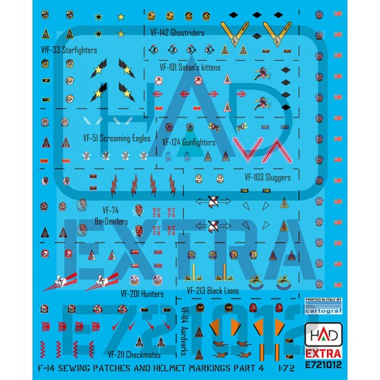 1/72 F-14 Patches and Helmet Markings Part 4 Decal Sheet