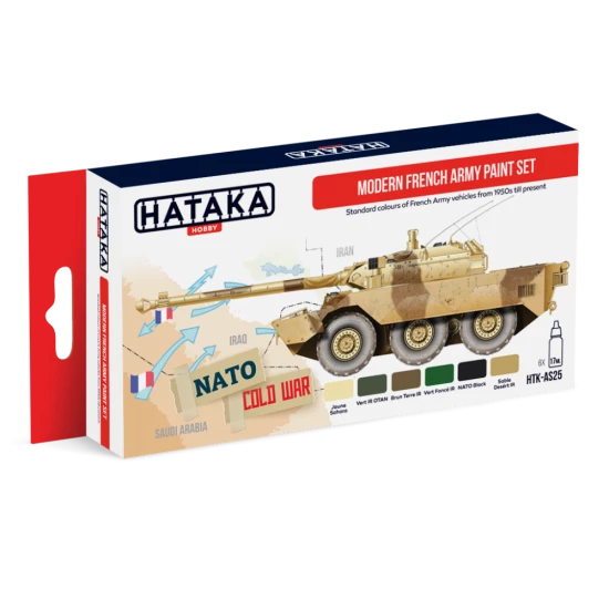 Acrylic Paint Set for Airbrush - Modern French Army Vehicles from 1950s till present (17ml x 6)