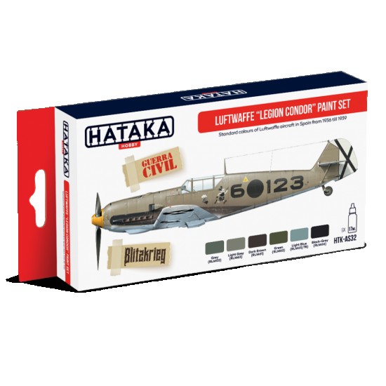 Acrylic Paint Set for Airbrush - Luftwaffe "Legion Condor" in Spain from 1936 till 1939 (17ml x 6)