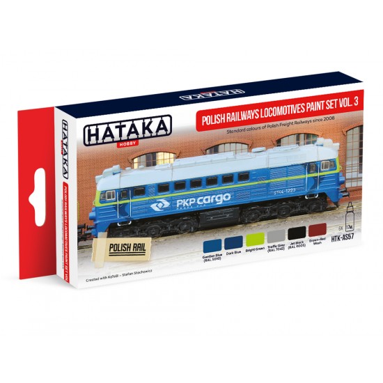 Acrylic Paint Set for Airbrush - Polish Railways Locomotives Vol.3: since 2008 (17ml x 6)