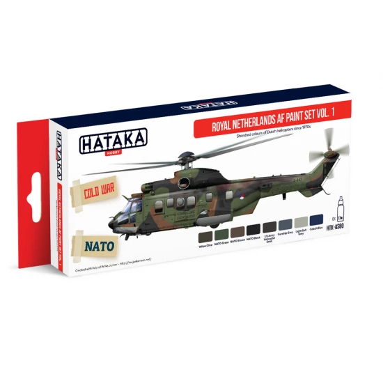 Acrylic Paint Set for Airbrush - Royal Netherlands AF Vol.1:Dutch Helicopters since 1970s (17ml x 8)