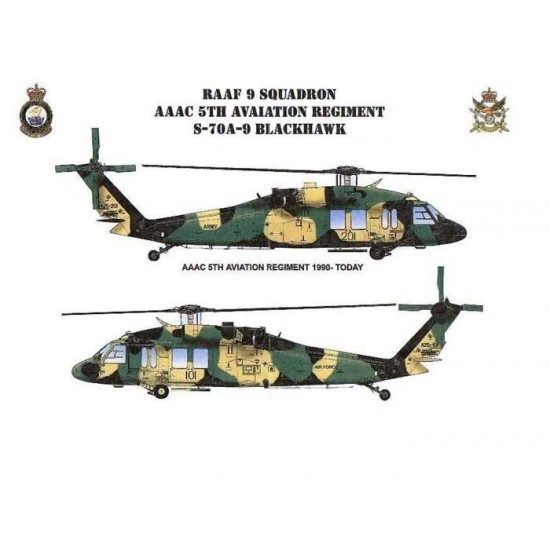 RAAF Decals for 1/48 Sikorsky S-70A-9 Blackhawk RAAF/Army Delivery Schemes
