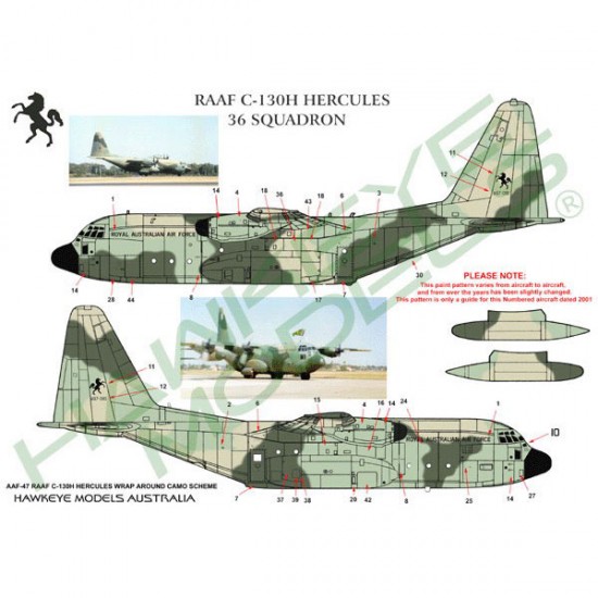 Hawkeye Models RAAF Decals for 1/144 Lockheed C-130H Hercules 36 SQN ...