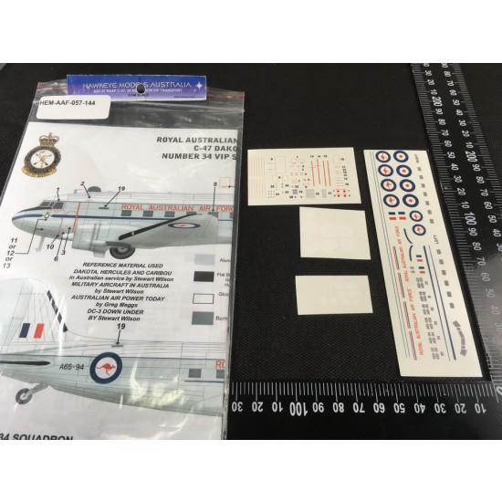 RAAF Decals for 1/72 Douglas C-47 Dakota 34 SQN VIP Transport