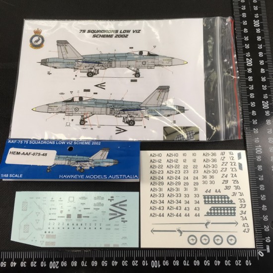 Hi Resolution Raaf Decals RAAF Decals for 1/48 McDonnell Douglas F/A-18A Hornet 75 SQN (Low-Vis ...