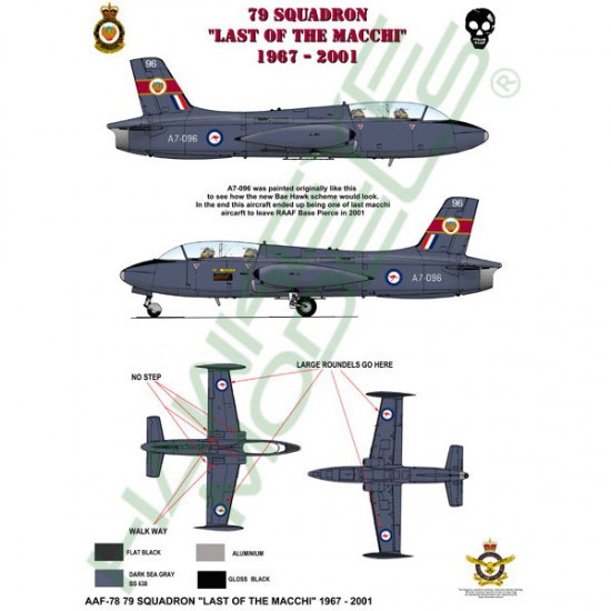 RAAF Decals for 1/48 Aermacchi MB-326H Macchi 79 SQN (Standard camo)