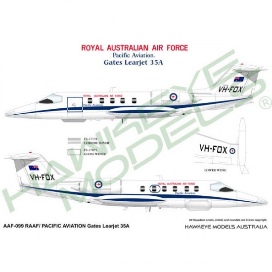RAAF Decals for 1/72 Gates Learjet 35A RAAF - Pacific Aviation