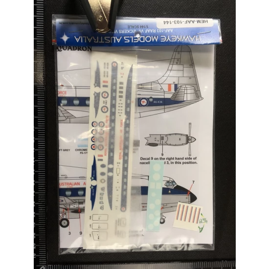 RAAF Decals for 1/72 Vickers Viscount 839 34 SQN VIP Transport