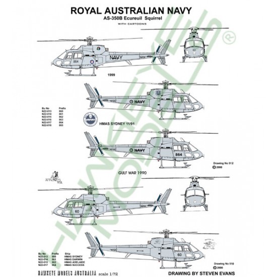 Royal Australian Navy Decal for 1/72 Aerospatiale AS-350B Squirrel Gulf War