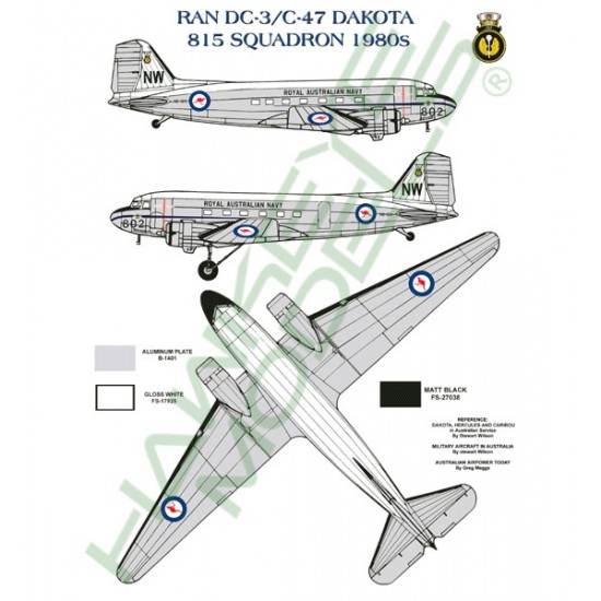 Royal Australian Navy Decal for 1/48 Douglas C-47/DC-3 Dakota 1980s scheme