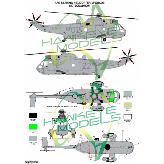 Royal Australian Navy Decal for 1/144 Westland Sea King Mk 50A HS-817 SQN 2007 Low Viz