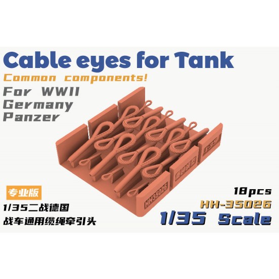 1/35 WWII German Panzer Tank Common Components Cable Eyes