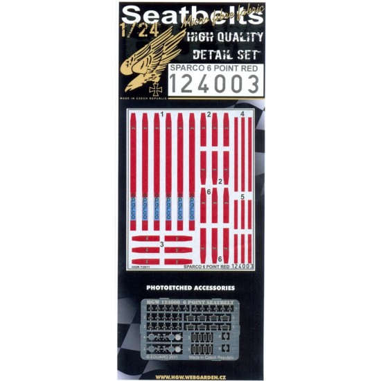 1/24 Sparco 6 point Harness/Seatbelts (Red)