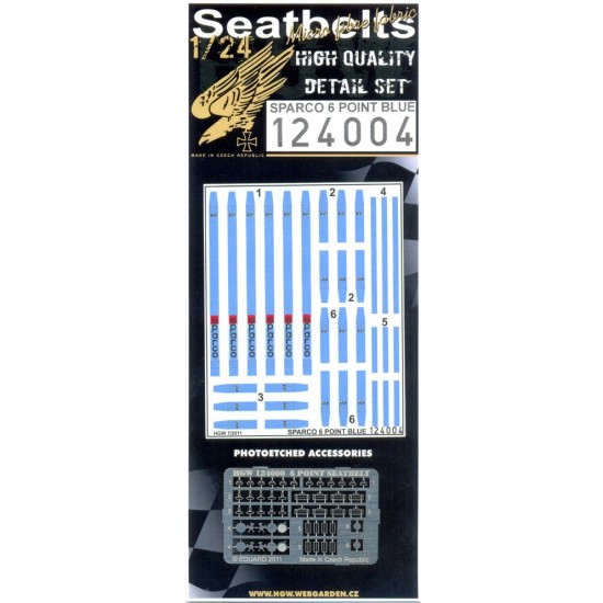 1/24 Sparco 6 point Harness/Seatbelts (Blue)