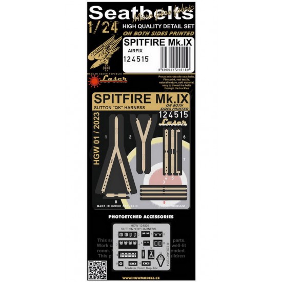 1/24 Spitfire Mk.IX Textile Seatbelts (laser) for Airfix kits