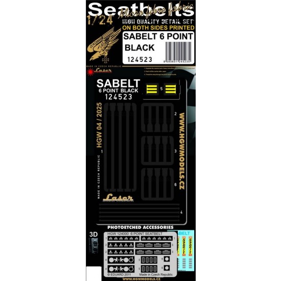 1/24 Sabelt 6 Point Seatbelts Black (laser)