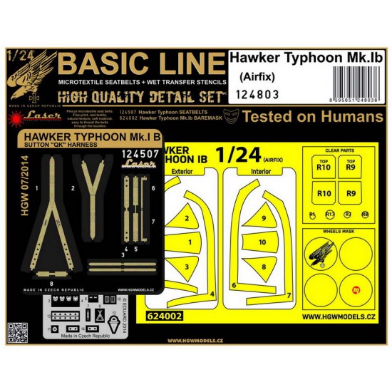 1/24 Hawker Typhoon Mk.Ib Seatbelts & Masking for Airfix kits