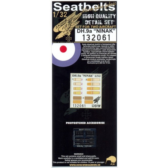 1/32 Airco DH.9a NINAK Seatbelts for Wingnut Wings kit