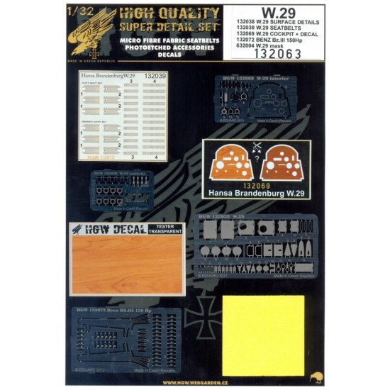 1/32 German Hansa-Brandenburg W.29 Super Detail Set for Wingnut Wings kit