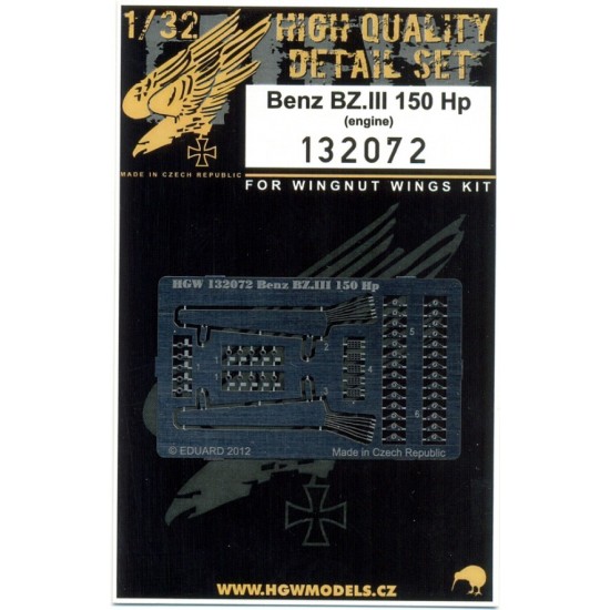 1/32 Benz Bz.III 150hp Engine Detail Set for Wingnut Wings Hansa Brandenburg W.29