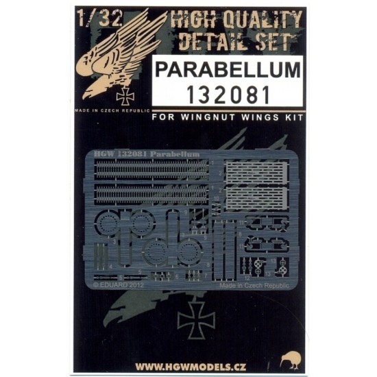 1/32 German WWI Machine Gun Parabellum Detail Set for Wingnut Wings kit