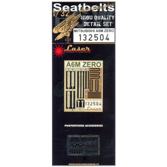 1/32 Mitsubishi A6M Zero ZEKE Seatbelts (Laser Cut) for Tamiya kit