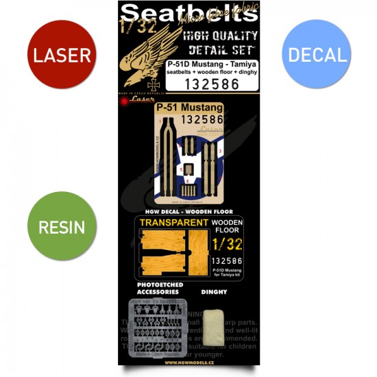 1/32 North American P-51D Mustang Seatbelts for Tamiya kit (Laser Cut)