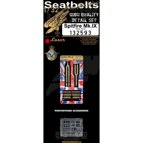 1/32 Supermarine Spitfire Mk.IX Seatbelts for Tamiya/Revell (laser-cut)