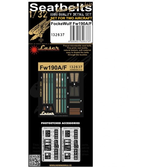 1/32 Focke-Wulf Fw190A/F-8 Textile Seatbelts (laser)