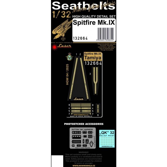 1/32 Spitfire Mk.IX Textile Seatbelts for Tamiya kits (laser)