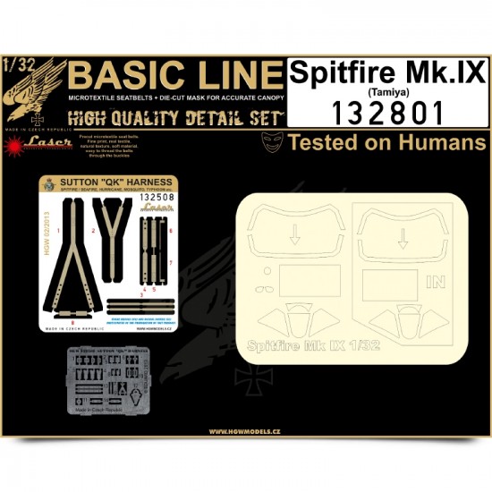 1/32 Supermarine Spitfire Mk.IX Seatbelts(Laser Cut) & Paint Masks for Tamiya (Basic Line)