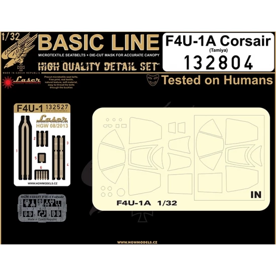 1/32 Vought F4U-1 Corsair Seatbelts (Laser Cut)&Paint Masks for Tamiya kit (Basic Line)