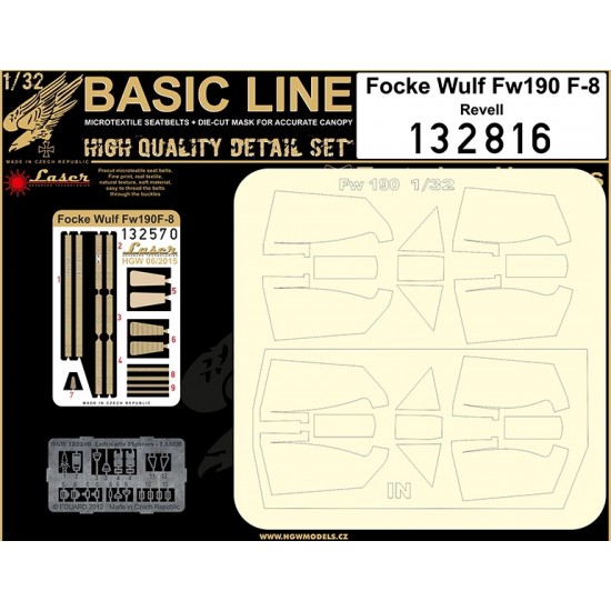 1/32 Focke-Wulf Fw 190F-8 Seatbelts (Laser Cut)& Paint Masks for Revell kit (Basic Line)
