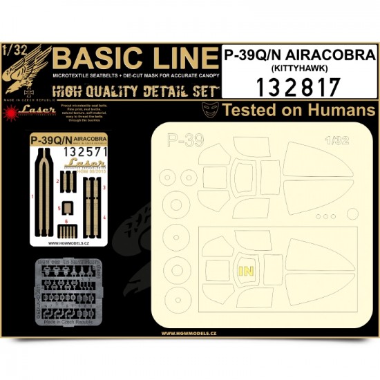 1/32 Bell P-39Q/N Airacobra Seatbelts(Laser Cut) & Paint Masks for Kitty Hawk (Basic Line)