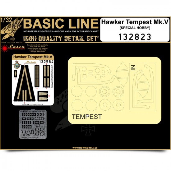 1/32 Hawker Tempest Mk.V Seatbelts (Laser Cut)&Paint Masks for Special Hobby (Basic Line)