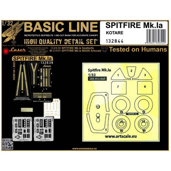 1/32 Spitfire Mk.Ia Seatbelts & Masking for Kotare kits