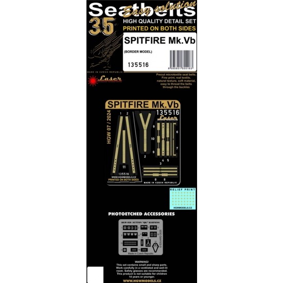 1/35 Spitfire Mk.V Seatbelts for Border Model (laser)