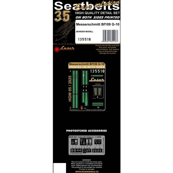 1/35 BF109G-10 Textile Seatbelts for Border Model (laser)