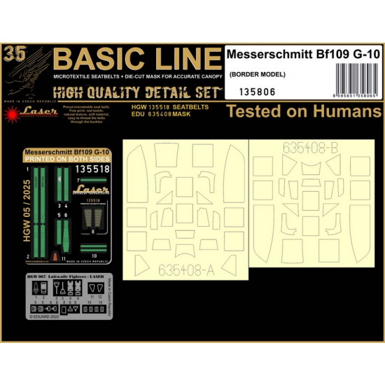1/35 Messerschmitt Bf109G-10 Seatbelts and Masks for Border Model [Basic Line]
