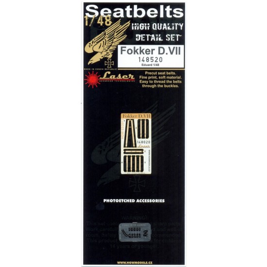 1/48 Fokker D.VII Seatbelts (Laser Cut) for Eduard kit