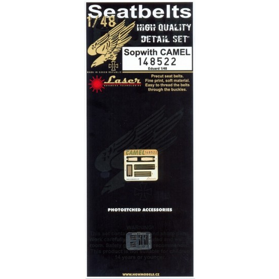 1/48 Sopwith Camel Seatbelts (Laser Cut) for Eduard kit