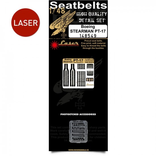 1/48 Boeing-Stearman PT-17 Kaydet Seatbelts (Laser Cut)