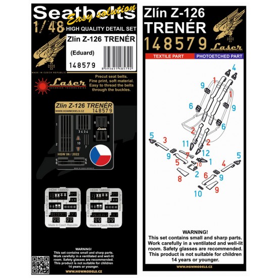 1/48 Zlin Z-126 Trener Seatbelts for Eduard kits